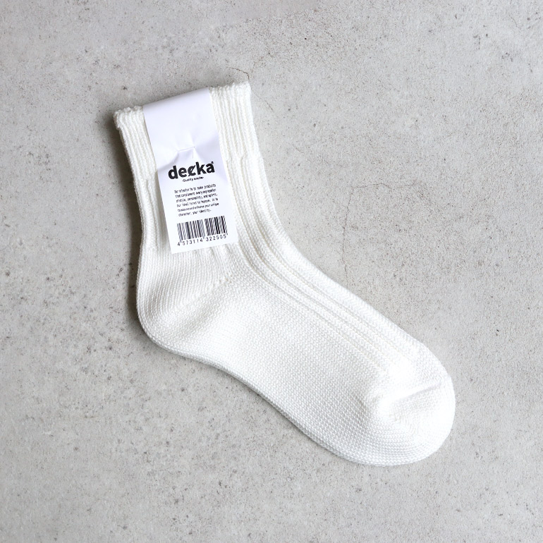 decka quality socks デカクォリティソックス｜Low Gauge Rib Socks Short Length(1st Collection) ホワイト
