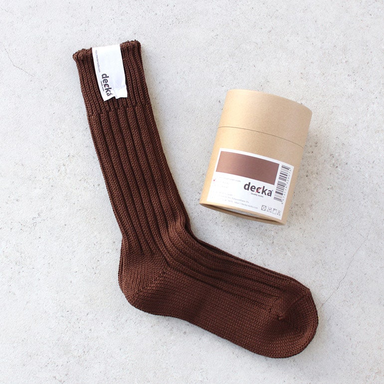 decka quality socks デカクォリティソックス｜CASED HEAVY WEIGHT PLAIN SOCKS ブラウン