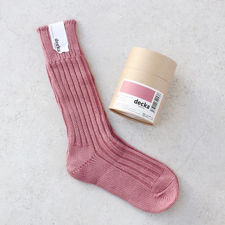 decka quality socks デカクォリティソックス｜CASED HEAVY WEIGHT PLAIN SOCKS フラミンゴ