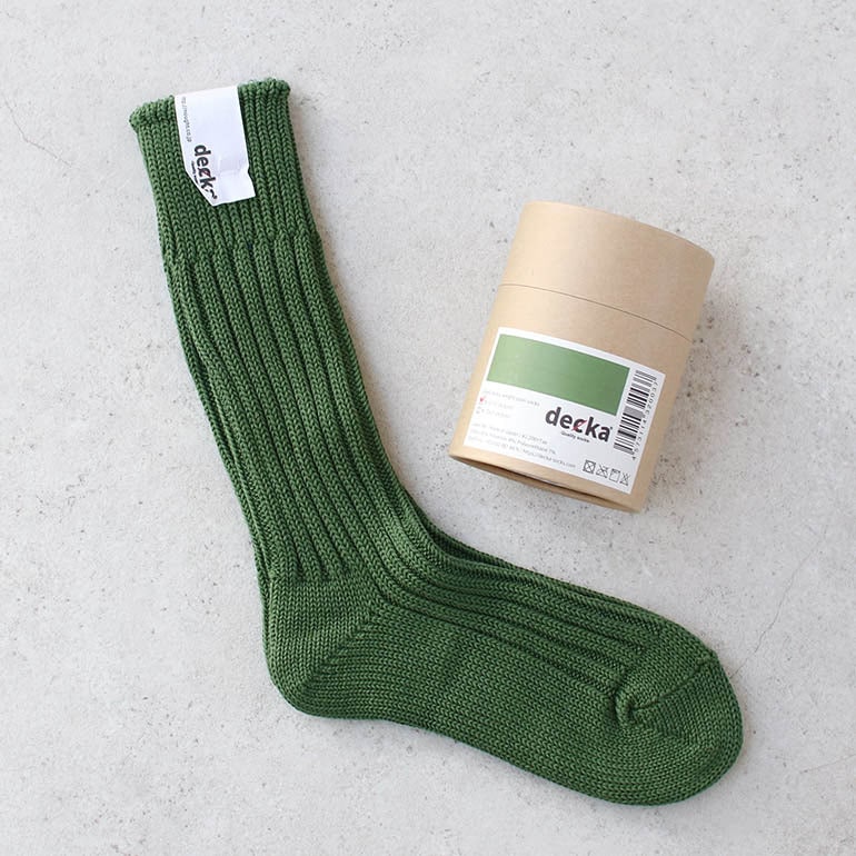 decka quality socks デカクォリティソックス｜CASED HEAVY WEIGHT PLAIN SOCKS グリーン
