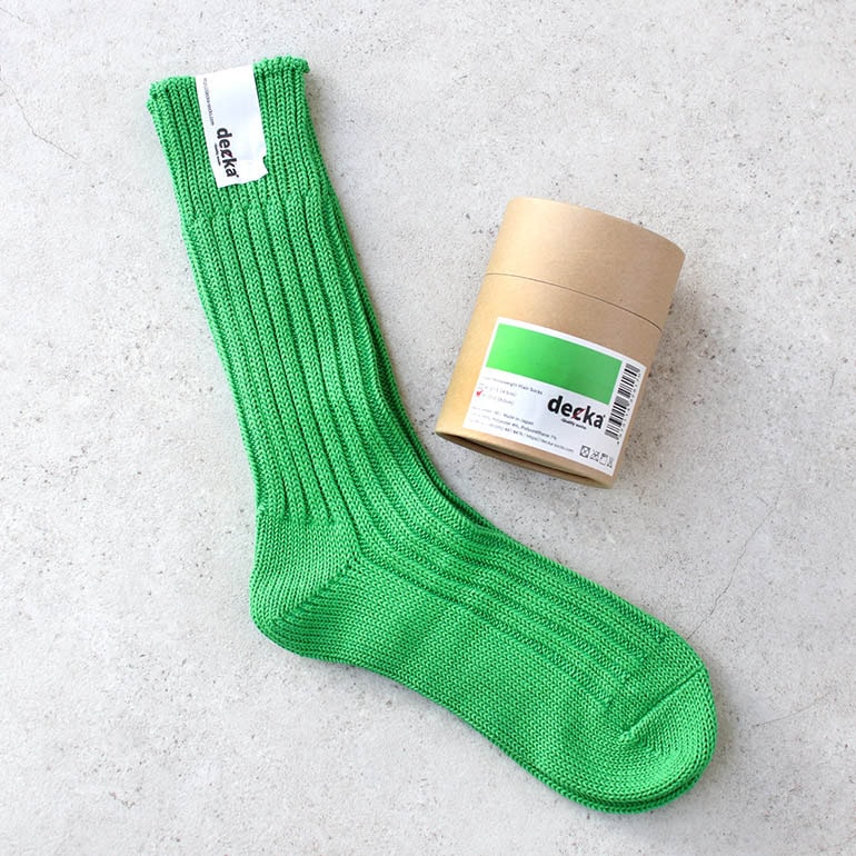 decka quality socks デカクォリティソックス｜CASED HEAVY WEIGHT PLAIN SOCKS ネオングリーン
