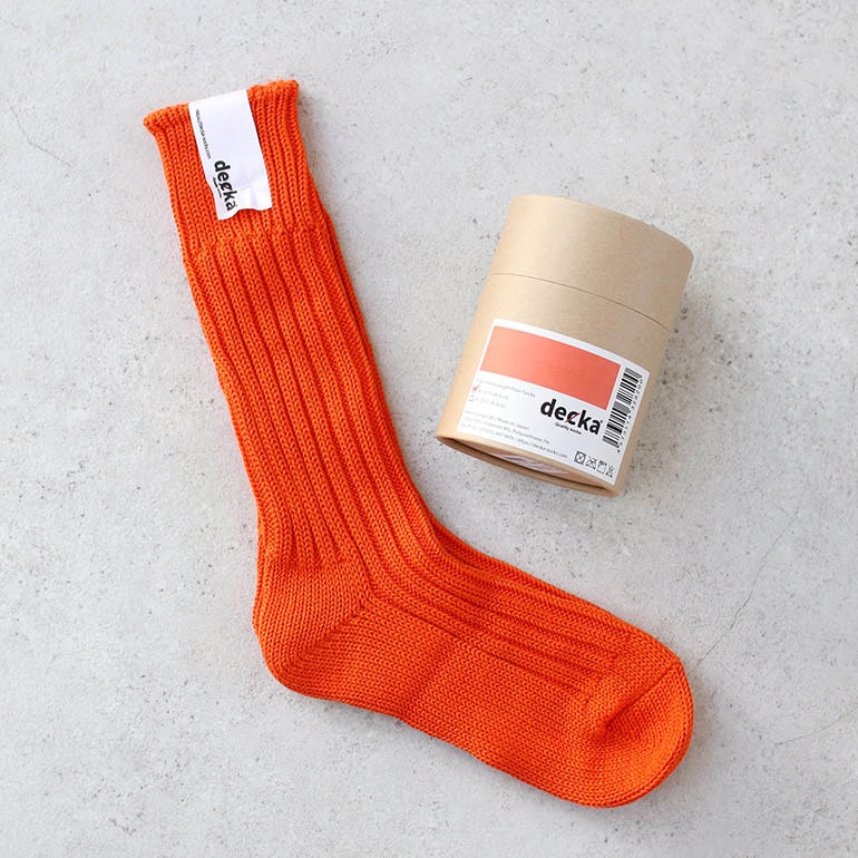 decka quality socks デカクォリティソックス｜CASED HEAVY WEIGHT PLAIN SOCKS ネオンオレンジ