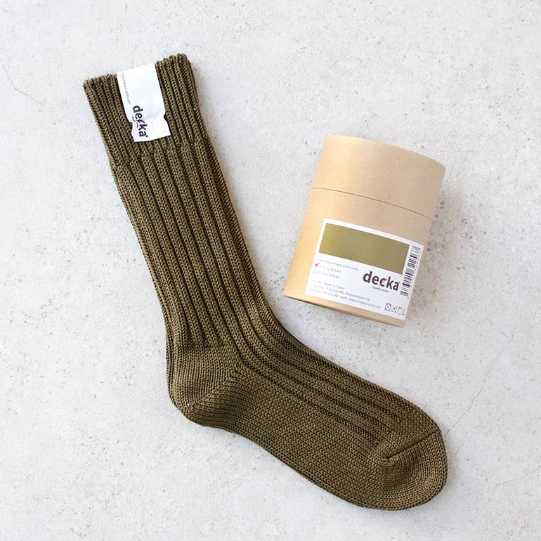 decka quality socks デカクォリティソックス｜CASED HEAVY WEIGHT PLAIN SOCKS オリーブ