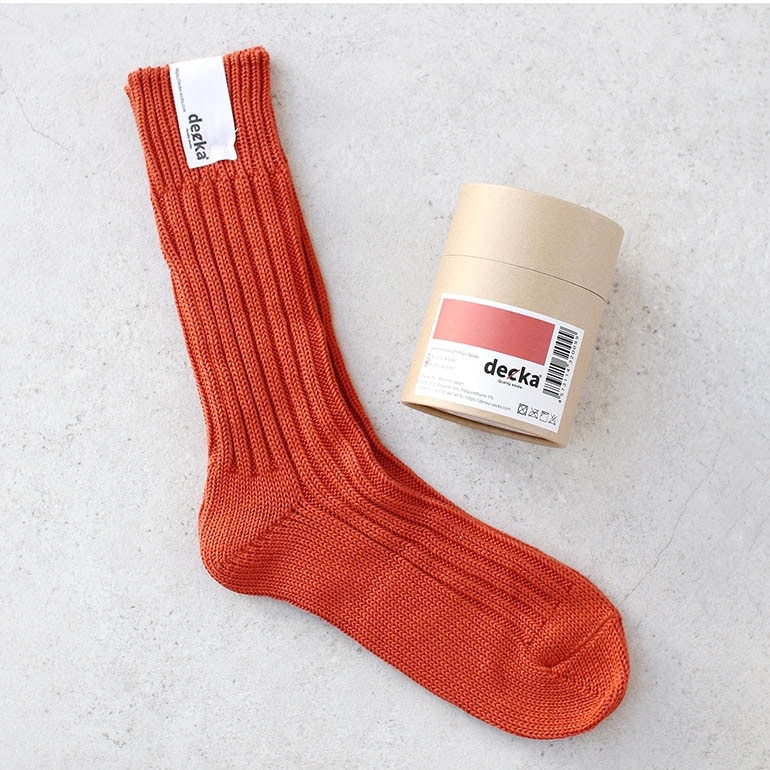 decka quality socks デカクォリティソックス｜CASED HEAVY WEIGHT PLAIN SOCKS オレンジ
