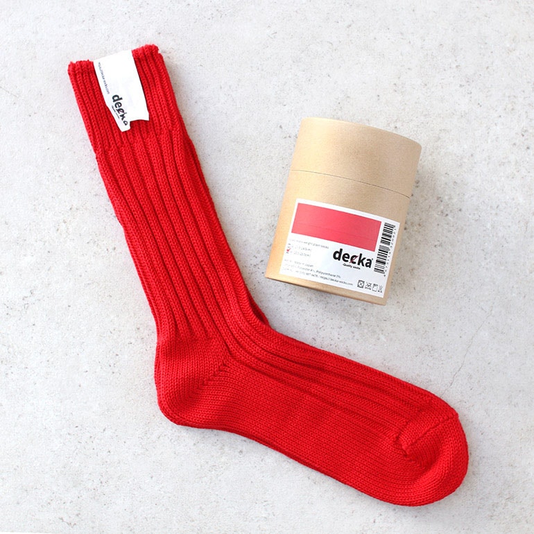 decka quality socks デカクォリティソックス｜CASED HEAVY WEIGHT PLAIN SOCKS レッド