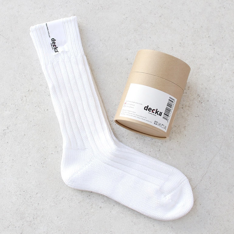 decka quality socks デカクォリティソックス｜CASED HEAVY WEIGHT PLAIN SOCKS ホワイト
