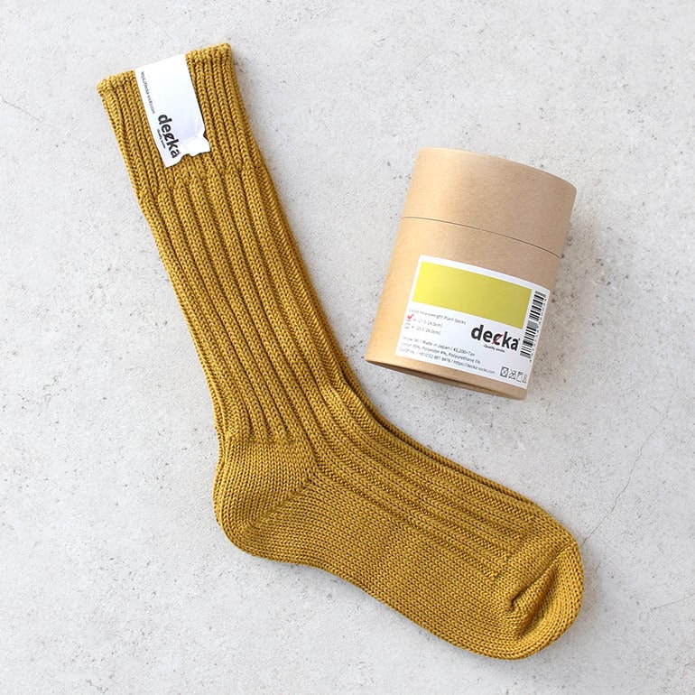 decka quality socks デカクォリティソックス｜CASED HEAVY WEIGHT PLAIN SOCKS イエロー