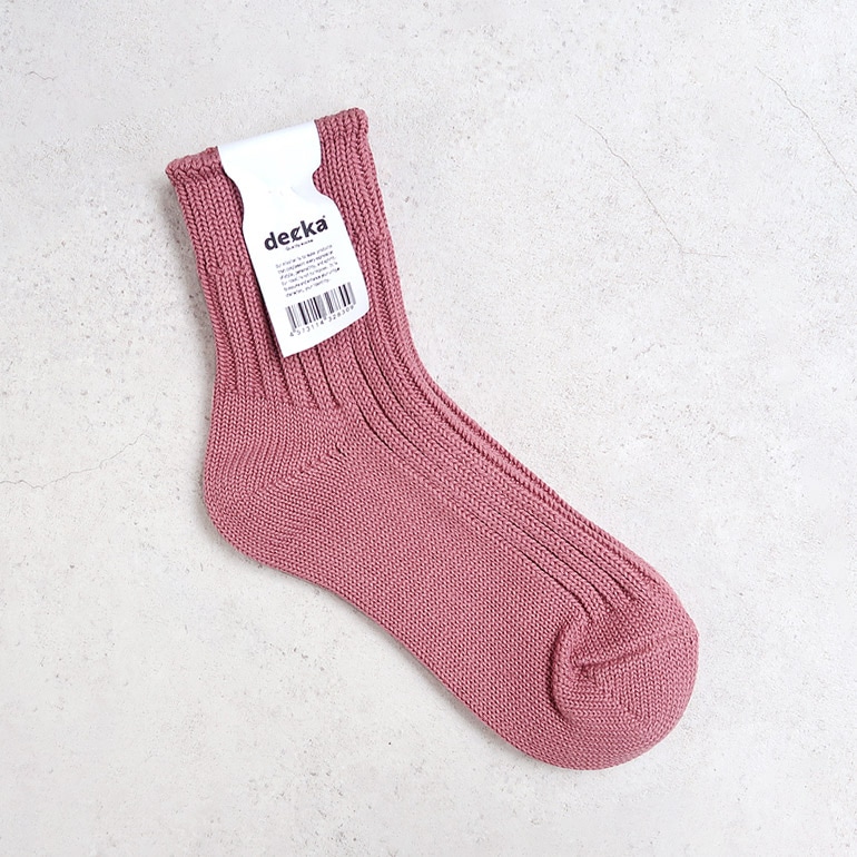 decka quality socks デカクォリティソックス｜Low Gauge Rib Socks Short Length(2nd Collection) フラミンゴ