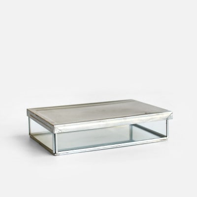 PUEBCO プエブコ｜GLASS BOX WITH RECYCLE STEEL LID【Cotton Swab
