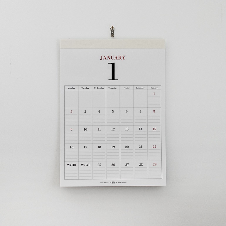 MUCU ムク|Wall Calendar DAYS White 2023
