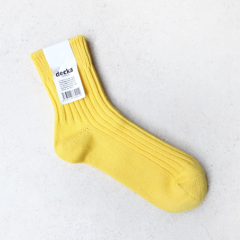 decka quality socks デカクォリティソックス｜Low Gauge Rib Socks Short Length(3rd Collection) ネオンイエロー