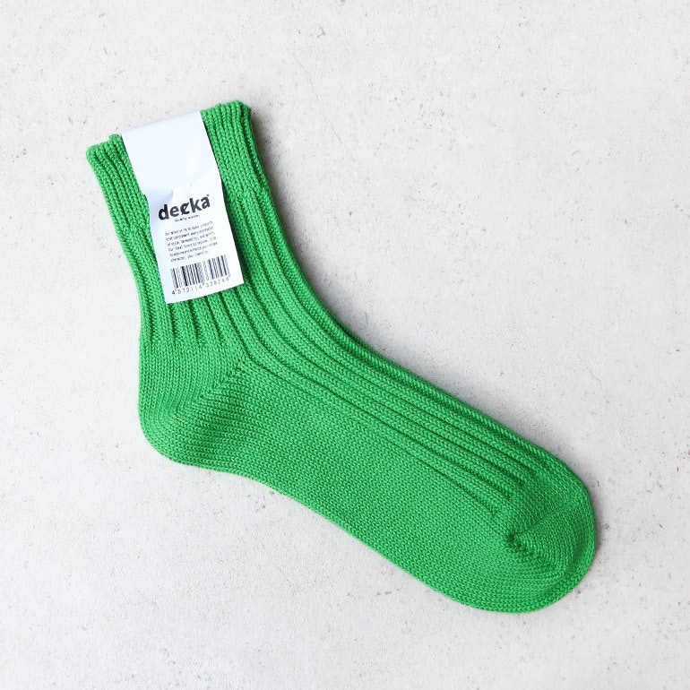 decka quality socks デカクォリティソックス｜Low Gauge Rib Socks Short Length(3rd Collection) ネオングリーン