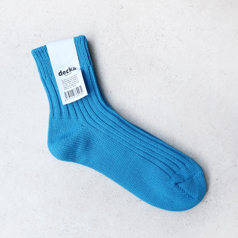 decka quality socks デカクォリティソックス｜Low Gauge Rib Socks Short Length(3rd Collection) ネオンブルー