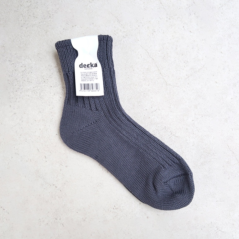 decka quality socks デカクォリティソックス｜Low Gauge Rib Socks Short Length(2nd Collection) ストーン