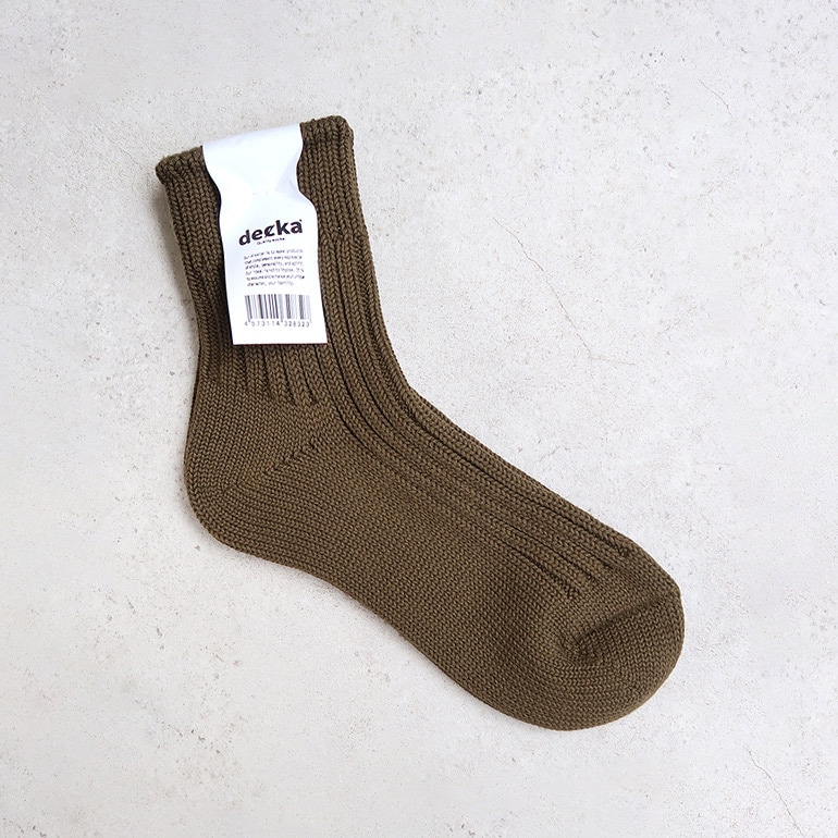 decka quality socks デカクォリティソックス｜Low Gauge Rib Socks Short Length(2nd Collection) オリーブ