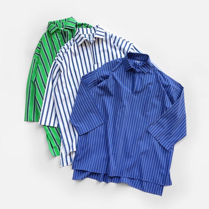 PUEBCO プエブコ｜COTTON STRIPE SHIRT / REGULAR COLLAR【全3色】