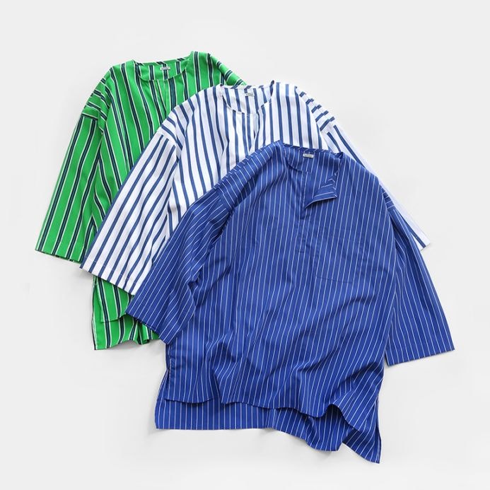 PUEBCO プエブコ｜COTTON STRIPE SHIRT / CREW NECK【全3色】