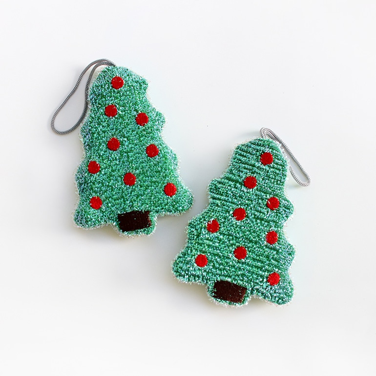 【メーカー廃番/在庫限り】KIKKERLAND キッカーランド｜CHRISTMAS TREE SCRUB SPONGES (2個組)