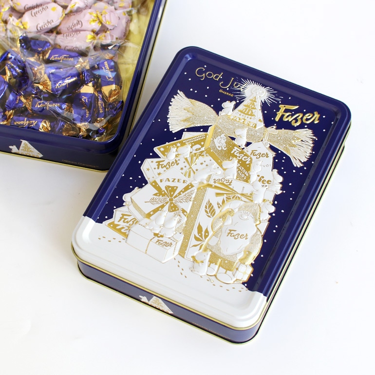 Fazer ファッツェル｜ムーミン GodJul 缶　KFミルク＆ゲイシャチョコレート