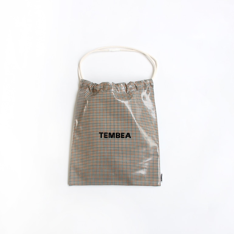 TEMBEA テンベア｜巾着 (PVC)　CHECK BEIGE/BLUE