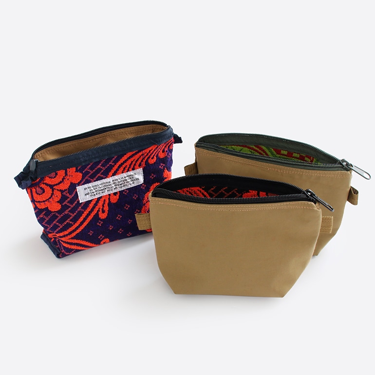 PUEBCO プエブコ｜RUBBERIZED HOOD FABRIC x JACQUARD POUCH