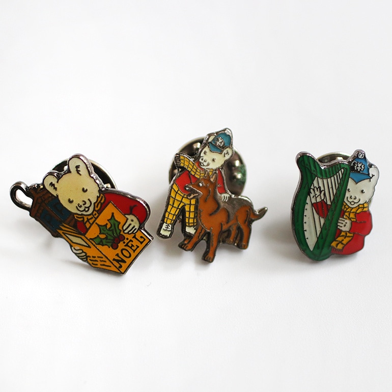 VINTAGE｜Rupert Bear ピンバッジ 小 silver