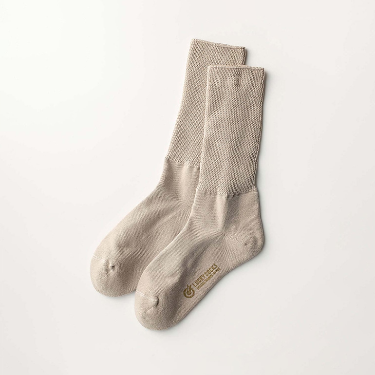 LUCKY SOCKS ラッキーソックス｜リラックスパイルソックス　グレージュ