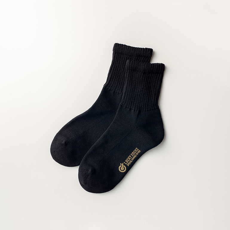 LUCKY SOCKS ラッキーソックス｜リラックスパイルアンクルソックス　ブラック