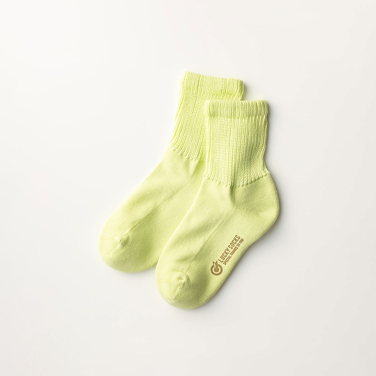 LUCKY SOCKS ラッキーソックス｜リラックスパイルアンクルソックス　ライムイエロー