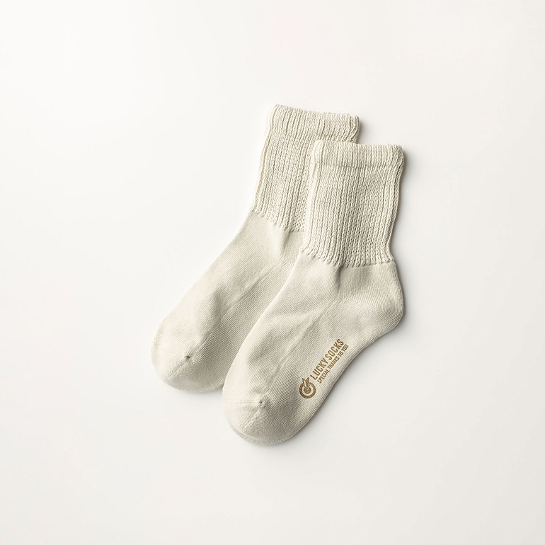 LUCKY SOCKS ラッキーソックス｜リラックスパイルアンクルソックス　アイボリー