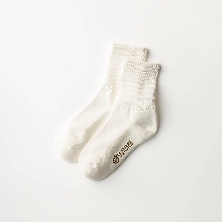LUCKY SOCKS ラッキーソックス｜リラックスパイルアンクルソックス　オフホワイト