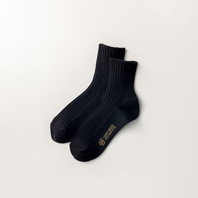 LUCKY SOCKS ラッキーソックス｜スムースアンクルソックス　ブラック