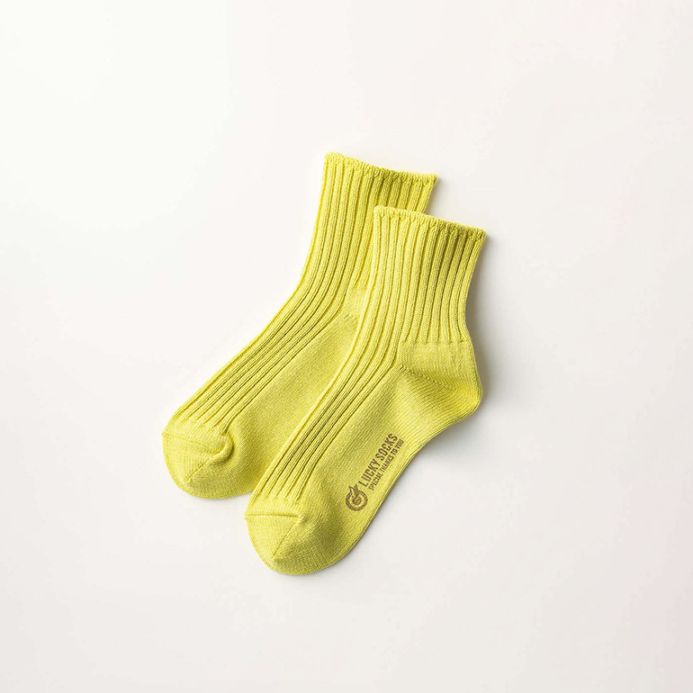 LUCKY SOCKS ラッキーソックス｜スムースアンクルソックス　ライムイエロー