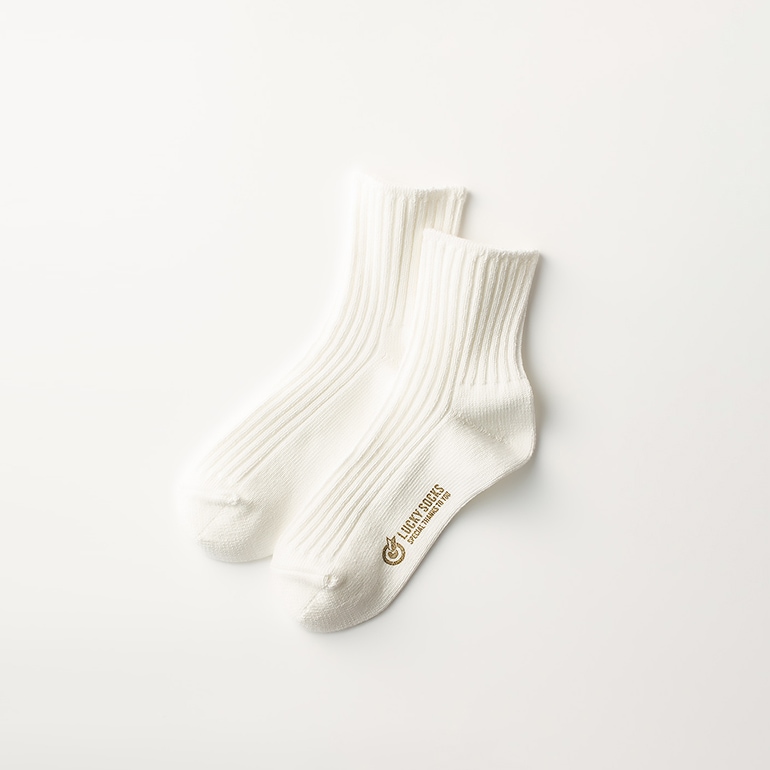 LUCKY SOCKS ラッキーソックス｜スムースアンクルソックス　オフホワイト