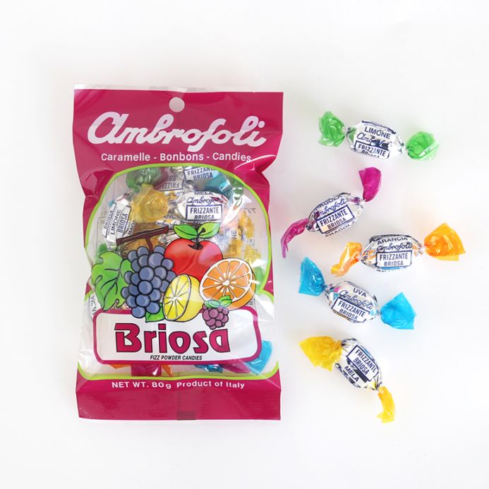 Ambrosoli アンブロッソリー｜フィズパウダー 袋入り 80g (フルーツラムネ入りキャンディ)
