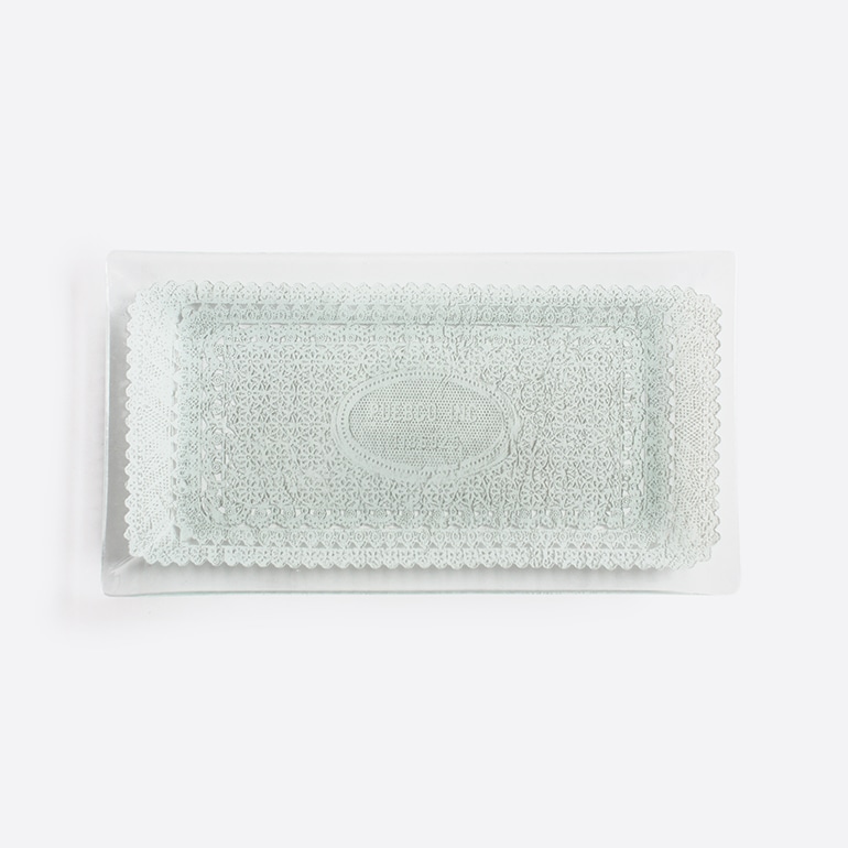 PUEBCO プエブコ｜PRINTED GLASS TRAY Rectangle Lace