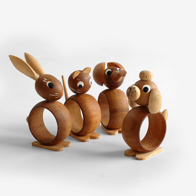 VINTAGE｜WOODEN アニマル リングオブジェ