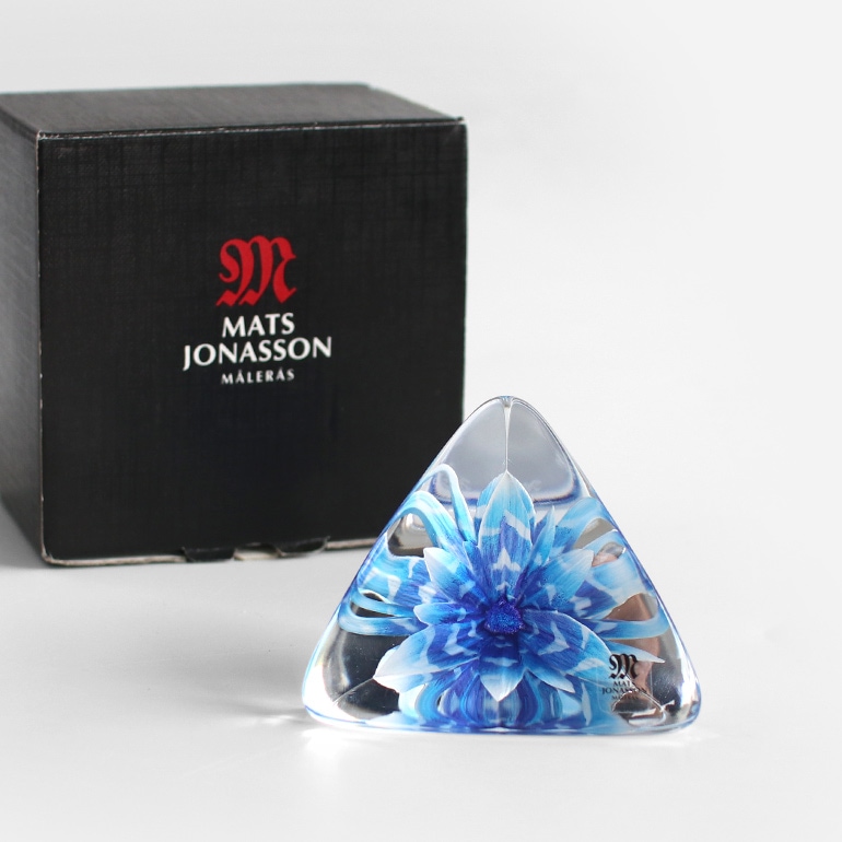 VINTAGE｜MATS JONASSON Flower ペーパーウェイト BLUE