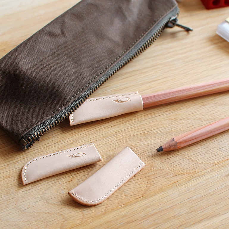 月光荘画材店｜8B鉛筆用 ヌメ革キャップ(1点販売)