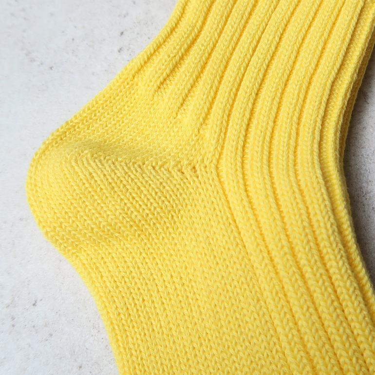 decka quality socks デカクォリティソックス｜Low Gauge Rib Socks Short Length(3rd Collection) ネオンイエロー