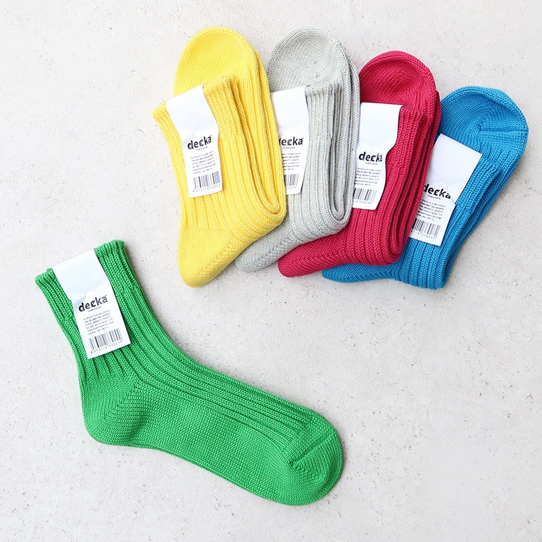 decka quality socks デカクォリティソックス｜Low Gauge Rib Socks Short Length(3rd Collection) ネオンイエロー