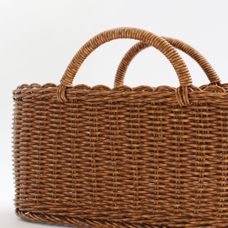 ユティル オーバルハンドルバスケット Lサイズ　ブラウン