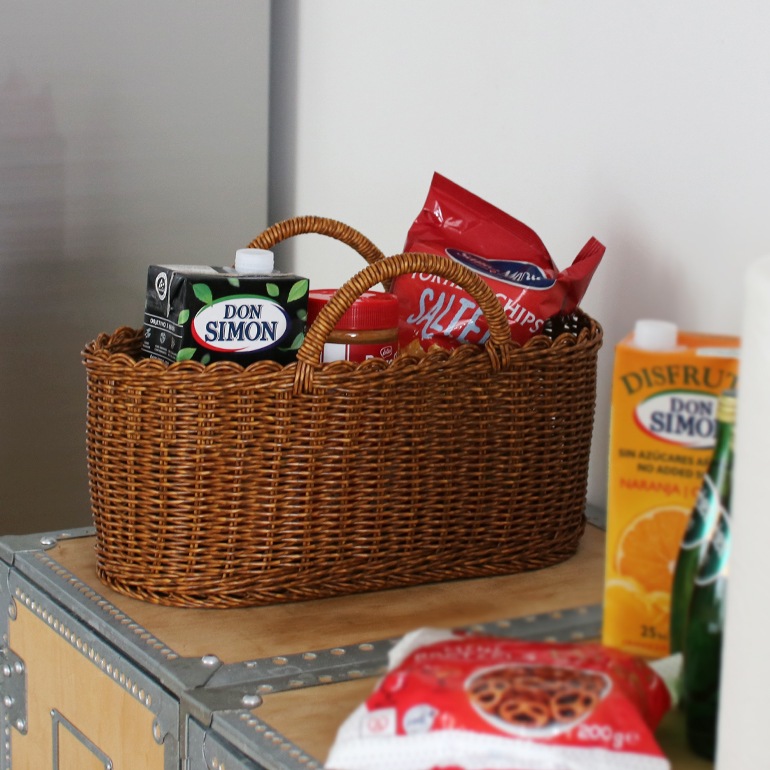 ユティル オーバルハンドルバスケット Lサイズ　ブラウン