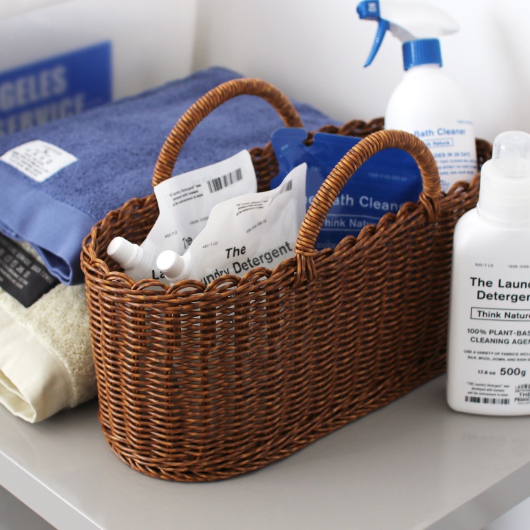 ユティル オーバルハンドルバスケット Lサイズ　ブラウン