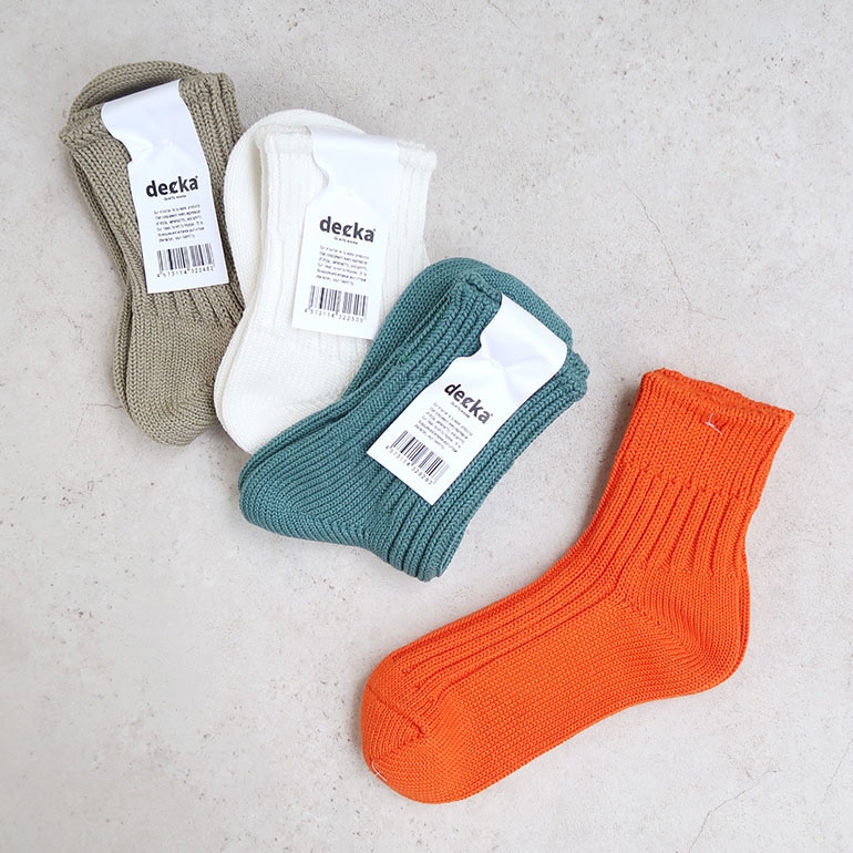 decka quality socks デカクォリティソックス｜Low Gauge Rib Socks Short Length(2nd Collection) カデットブルー