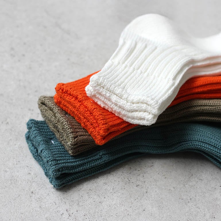 decka quality socks デカクォリティソックス｜Low Gauge Rib Socks Short Length(2nd Collection) カデットブルー