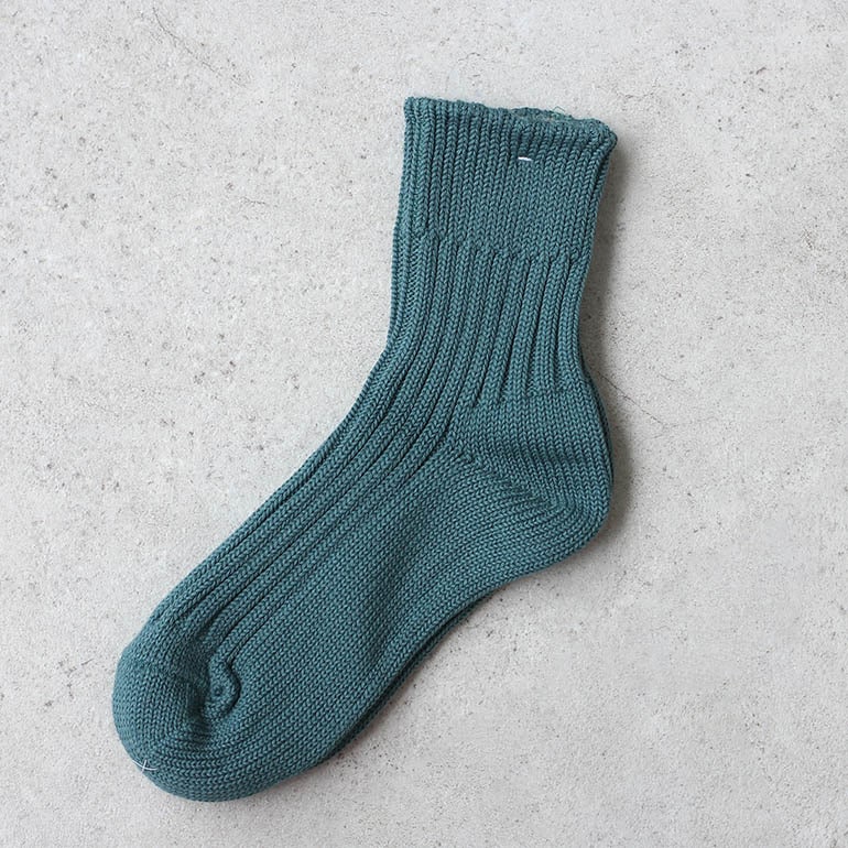 decka quality socks デカクォリティソックス｜Low Gauge Rib Socks Short Length(2nd Collection) カデットブルー