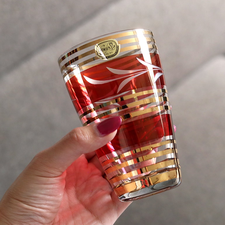 ヴィンテージ吹きガラス・チェコスロバキア製 VINTAGE｜ボヘミアガラス グラス レッド (チェコスロバキア製) 通販