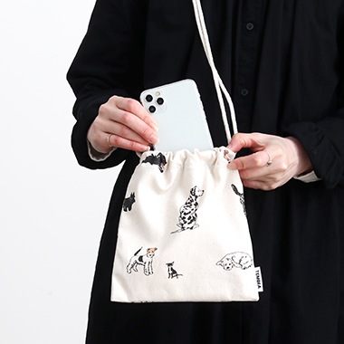 TEMBEA テンベア｜巾着 POCHETTE　DOG-1/BLACK