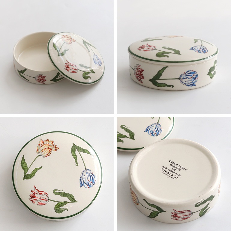 VINTAGE｜TIFFANY TULIPS 蓋付き小物入れ